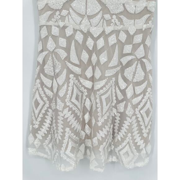 Superdown Tiff Mini Dress Sequin Lace V-Neck Spaghetti Strap Bridal White - Picture 7 of 14